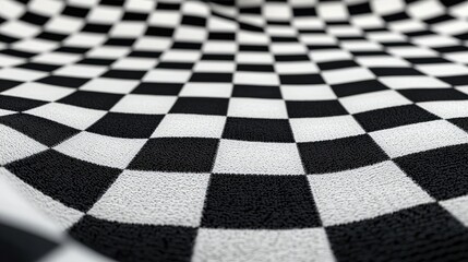Naklejka premium Black and White Checkered Fabric Texture High Res 3D Render