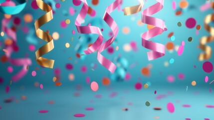 Obraz premium Colorful confetti and ribbons for celebration.