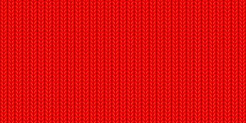 Seamless pattern of red wool knitting, Christmas sweater texture. Abstract background of knitwear cloth fabric, material of woven wool or cotton yarn for winter sweater or plaid, vector illustration