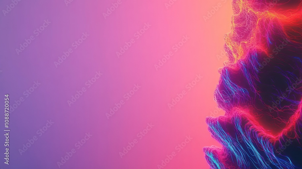Poster abstract digital design with vibrant colors and flowing lines.
