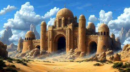 Desert Palace: Majestic Architecture in Arid Landscape