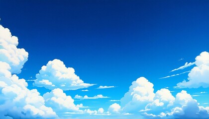 clouds and bright blue sky cartoon or anime background