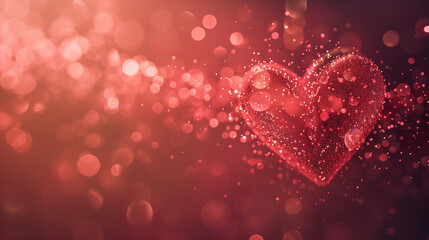 Shimmering Heart in a Red Glow