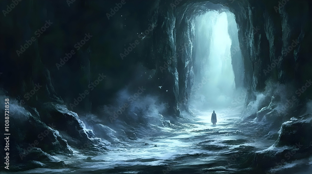 Poster journey through mystical cave: exploring the unknown