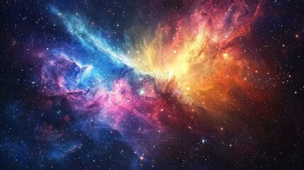 Fototapeta premium A dark outer space background with colorful nebulae and twinkling stars, perfect for sci-fi projects