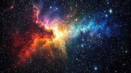 Obraz premium A dark outer space background with colorful nebulae and twinkling stars, perfect for sci-fi projects