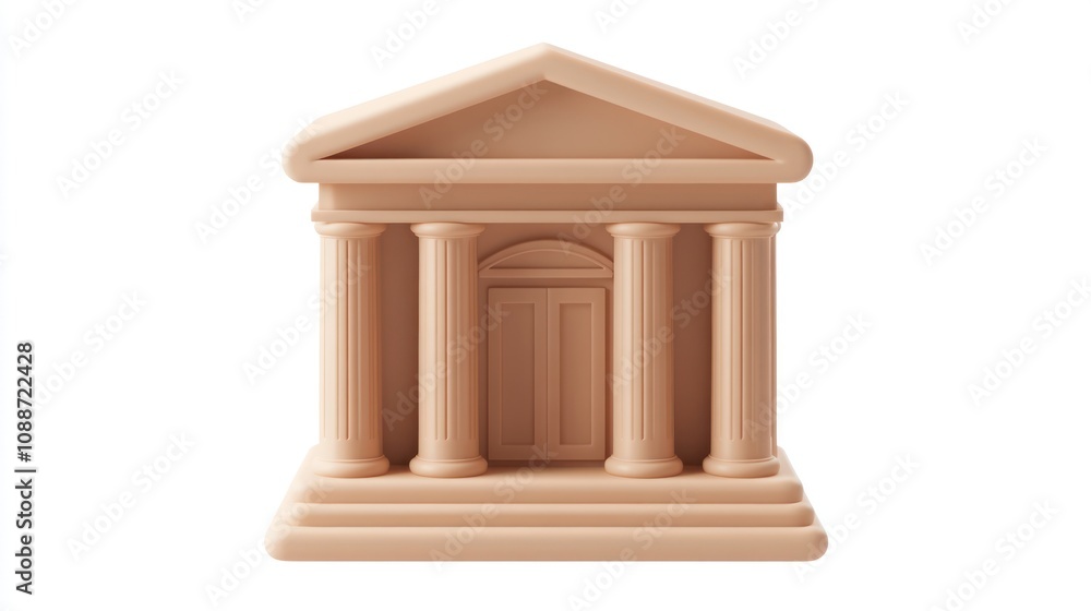 Aufkleber a stylized model of a classical building with columns and a door.