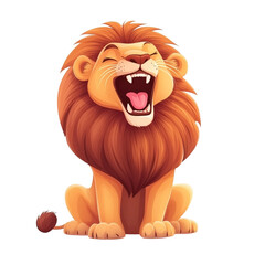 Obraz premium Roaring Cartoon Lion, Vibrant Mane, Happy Expression