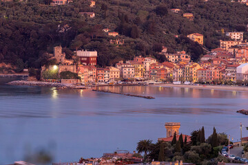 Lerici, La Spezia, Liguria, Italy. Sea village of San Terenzo of Lerici during sunset.