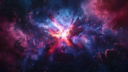Fototapeta premium A dramatic cosmic explosion depicting a supernova, with vibrant colors and swirling gases filling the spaceS