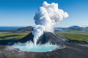 Volcanic eruption creates spectacular landscape iceland nature photography scenic view awe-inspiring natural phenomenon
