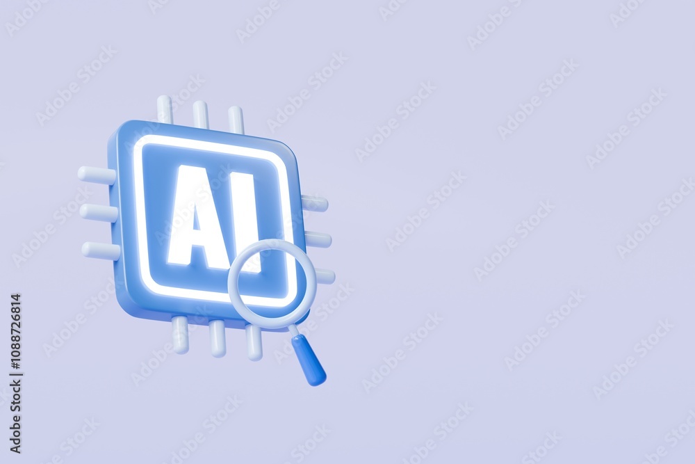 Poster 3d ai chip icon. future technology and semiconductor engineering concept, artificial intelligence ne