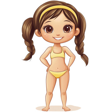 recommend clip art: Adorable Girl in Yellow Bikini