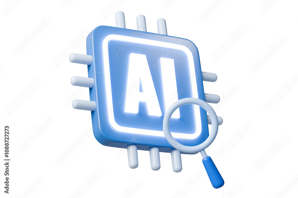 Poster 3d ai chip icon. future technology and semiconductor engineering concept, artificial intelligence ne