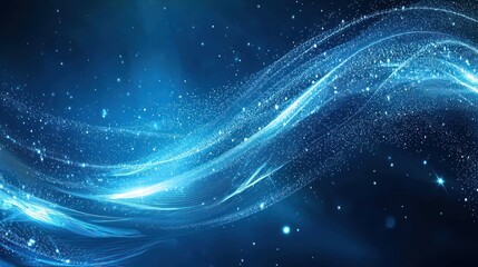 Obraz premium A dynamic blue digital abstract image with swirling patterns and light effects