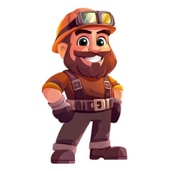 Fototapeta premium Cheerful Cartoon Construction Worker