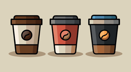 colorful coffee cup vector art collection