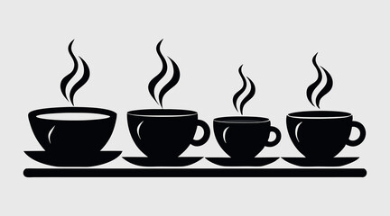 minimalist coffee cup silhouettes with steam rising