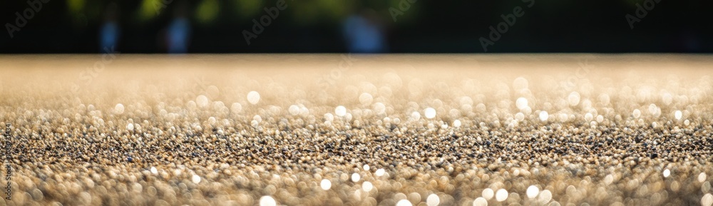 Poster A close-up view of a sandy surface with a bokeh background, evoking a serene atmosphere.