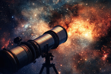 A powerful telescope captures the majestic beauty of a vibrant galaxy, highlighting the colors and wonders of deep space in this mesmerizing cosmic scene.