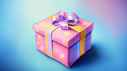 Obraz premium A pink box with a bow on top of it
