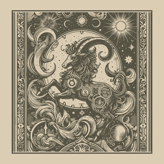 mystical capricorn zodiak tattoo art