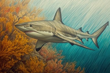 Obraz premium Blacktip Reef Shark in Motion