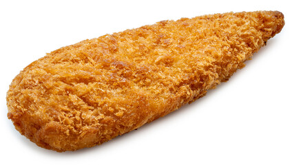 Deep fried crispy fish steak isolated on white, Deep fried Breaded fish isolated on white background With clipping path.