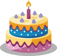 Birthday cake with candles colourful vector art illustration