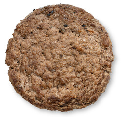 Grilled Beef burger meat falling in the air isolated on white background, Ground beef steak on white With work path.