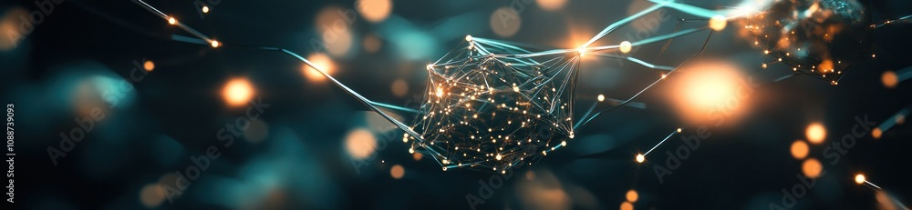 Aufkleber abstract depiction of interconnected nodes and glowing elements representing technology and data.