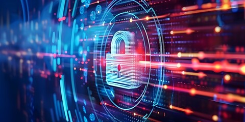 Obraz premium Ai Generated Cyber Security And Data Privacy Lock Symbol And Protection System Background 