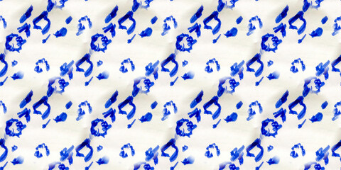 Navy Blue Fabric Texture. White Exotic Animal