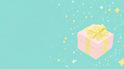 Obraz premium A box with a yellow ribbon is on a blue background