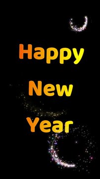 Video vertical 4k para a&ntilde;o nuevo con espirales de chispas