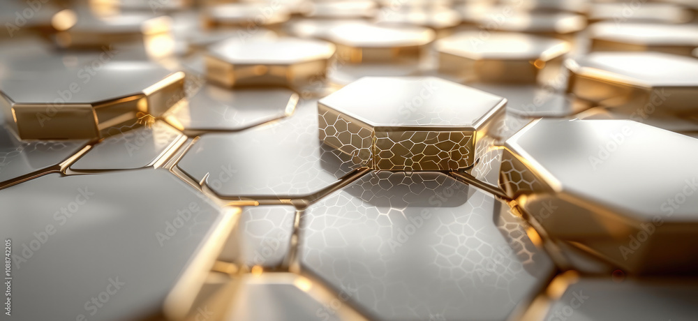 Aufkleber hexagonal tech pattern, a futuristic background filled with glowing hexagonal patterns interconnecte