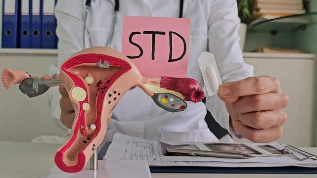 Model of female reproductive system and suppository medical tablet. Uterus suppository
