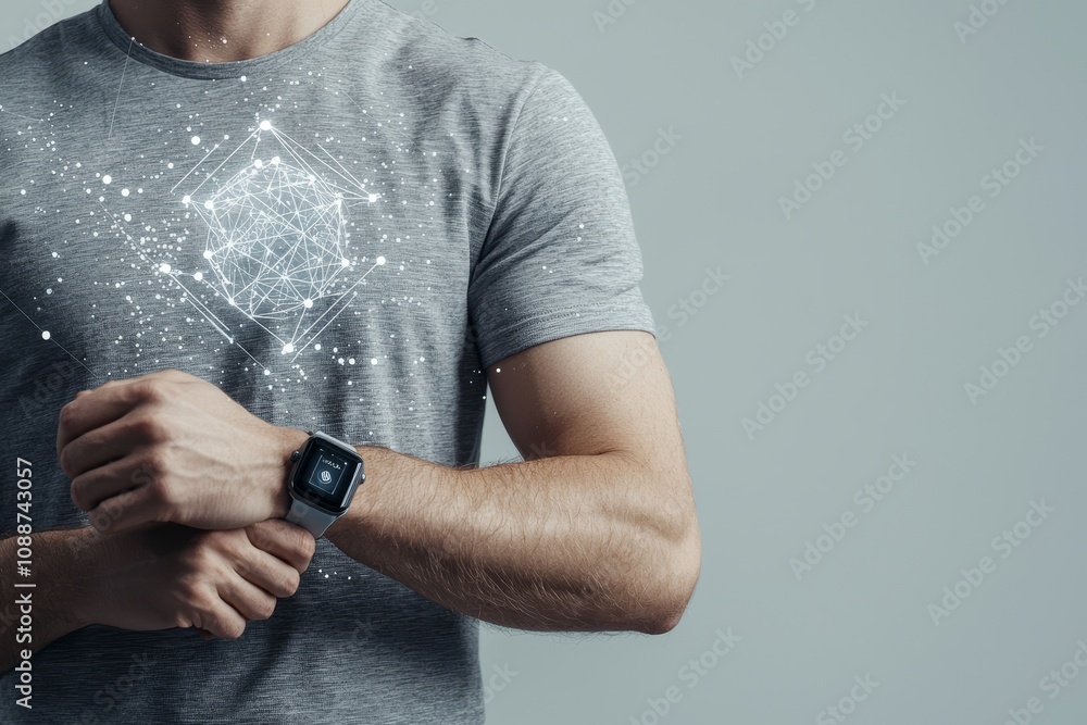 Poster Person uses smartwatch to record voice or send messages using voice recognition technology, and Personal assistant app to use AI stock commands to give commands.