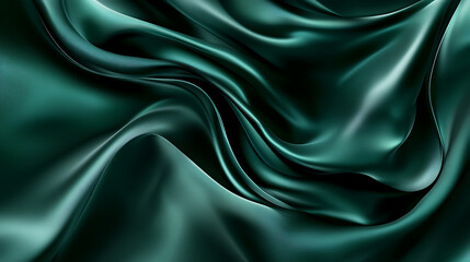 Obraz premium Closeup of dark green silk texture. Toned background with 3D vector illustration