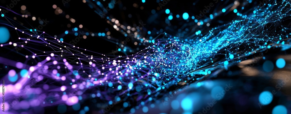 Poster description of network abilities, technological processes, digital storage, science, and education c