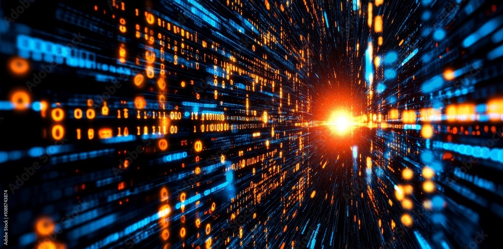 Aufkleber Background of abstract digital data. Used in describing network capabilities, technological processes, digital storage systems, science, education, etc.