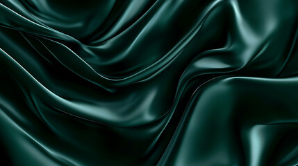 Obraz premium Closeup of dark green silk texture. Toned background with 3D vector illustration
