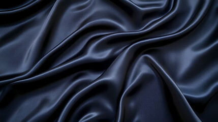 Obraz premium Dark black silk satin surface background elegant and textured with folds and creases