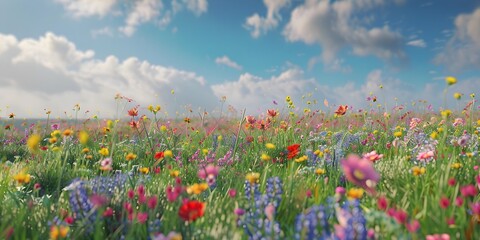 Naklejka premium Vibrant wildflower meadow in bloom 