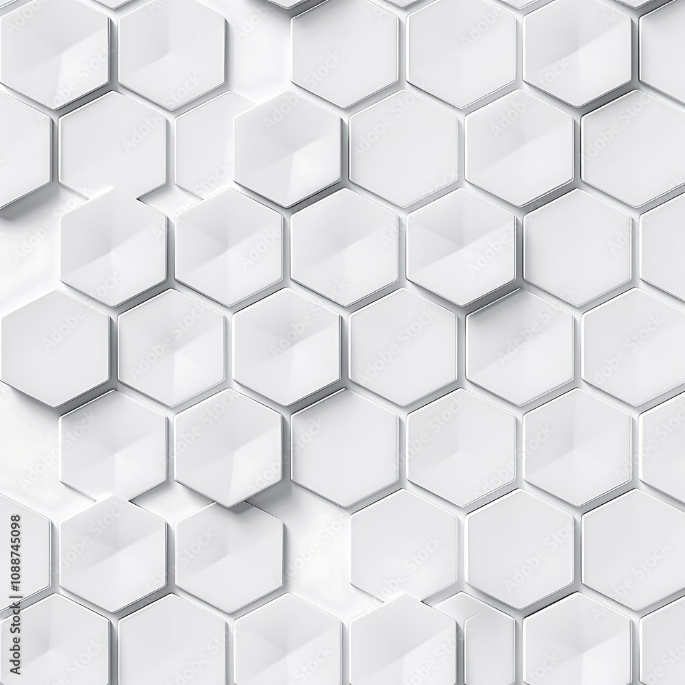 Poster a seamless pattern of white hexagonal tiles creates a clean, modern aesthetic with subtle shadows an