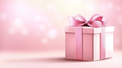 Fototapeta premium A pink box with a ribbon on top of it