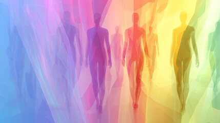 Obraz premium A minimalist digital abstract background with subtle human figures and gradients, ideal for social themes