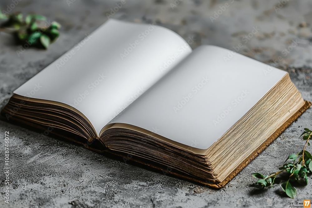 Aufkleber 3d rendering of an open white magazine on concrete
