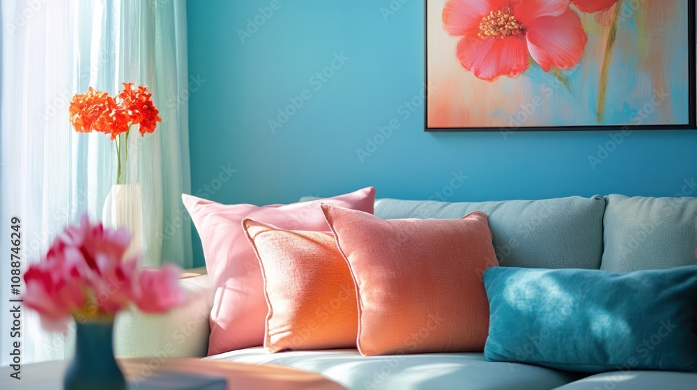 Poster using colors in feng shui, optimizing energy flow with thoughtful palettes