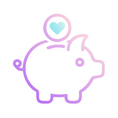 Fototapeta premium Neon piggy bank with heart symbol